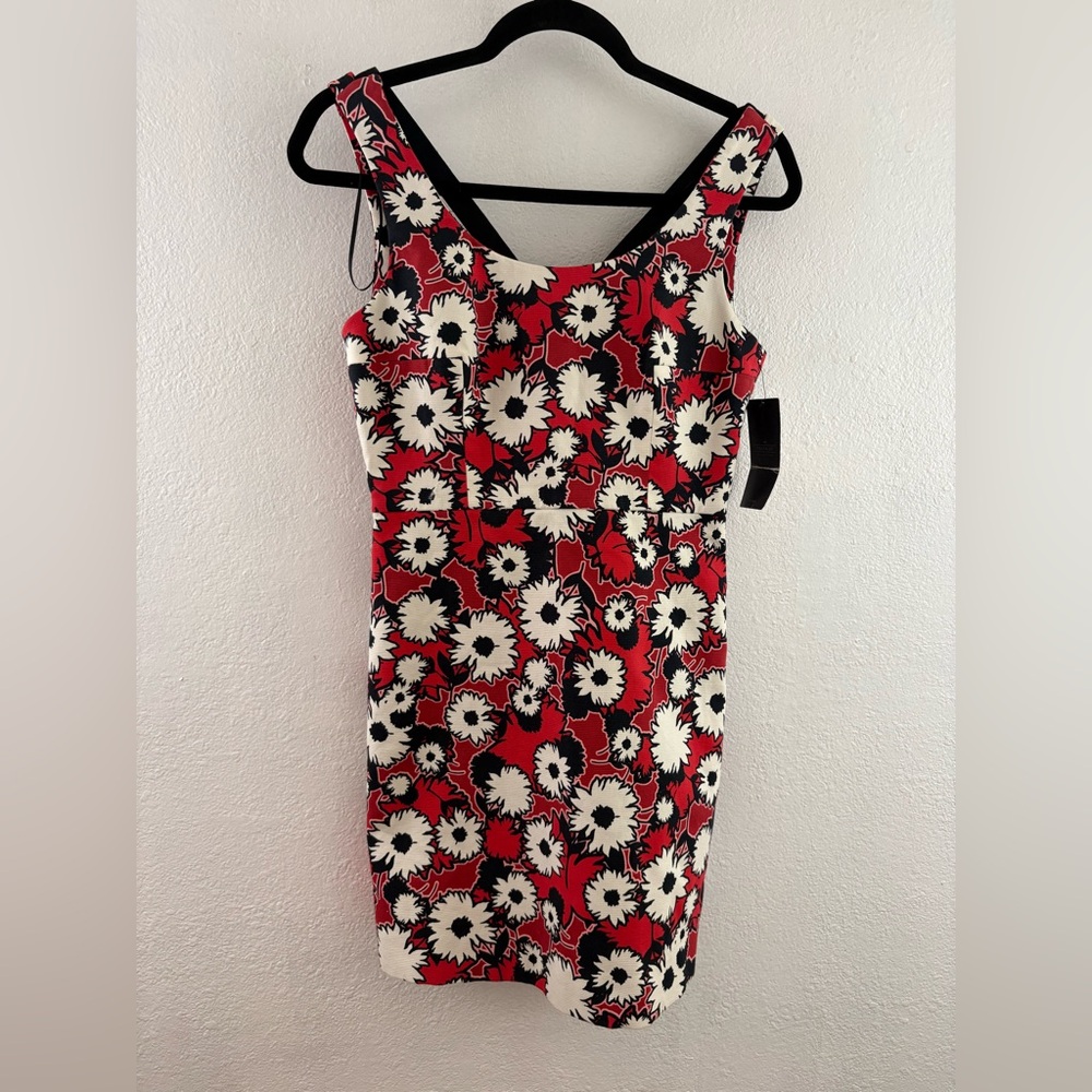 Zara Trafaluc red white black floral print mini dress crisscross strap back M - Picture 1 of 6